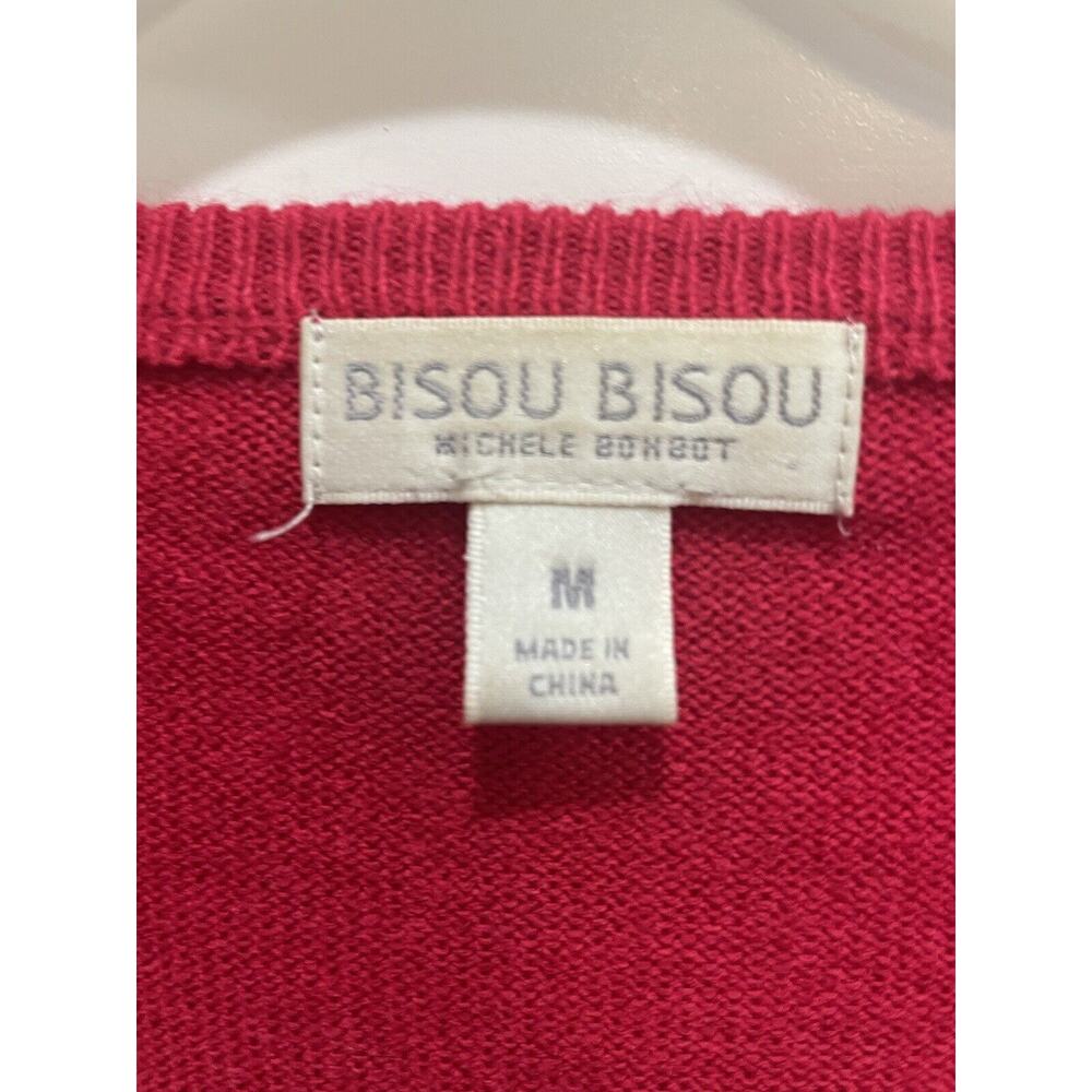Bisou Bisou Women's Size M , Dark Pink V Neck Zipper Accent Hi Low Hem Sweated - Picture 3 of 6